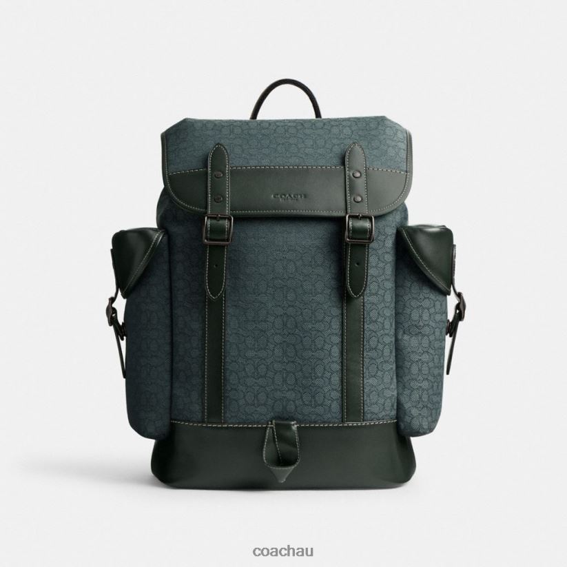 Coach Men HITCH BACKPACK IN MICRO SIGNATURE JACQUARD Amazon Green Z8JFB8682