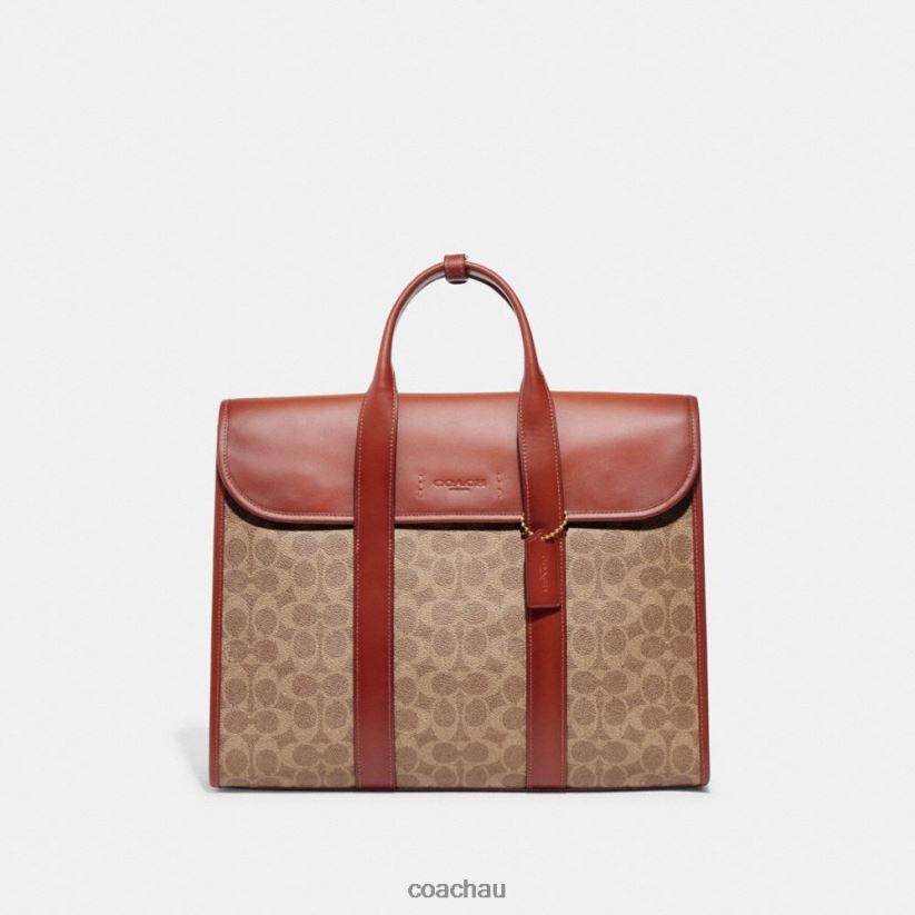 Coach Men GOTHAM PORTFOLIO IN SIGNATURE CANVAS Tan/Rust Z8JFB8626