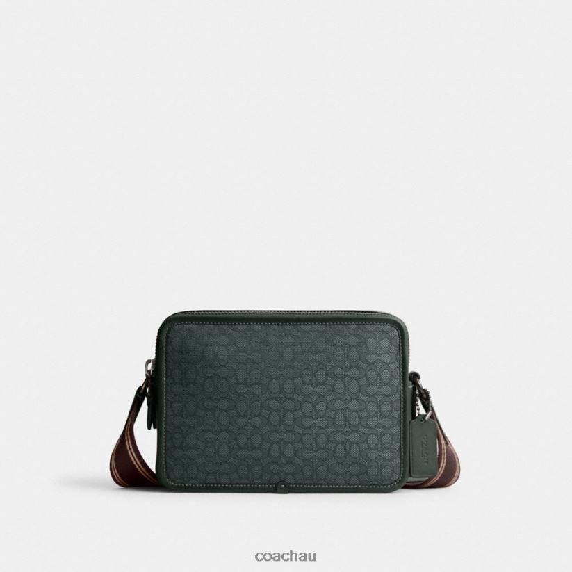 Coach Men CHARTER CROSSBODY 24 IN MICRO SIGNATURE JACQUARD Amazon Green Z8JFB8662