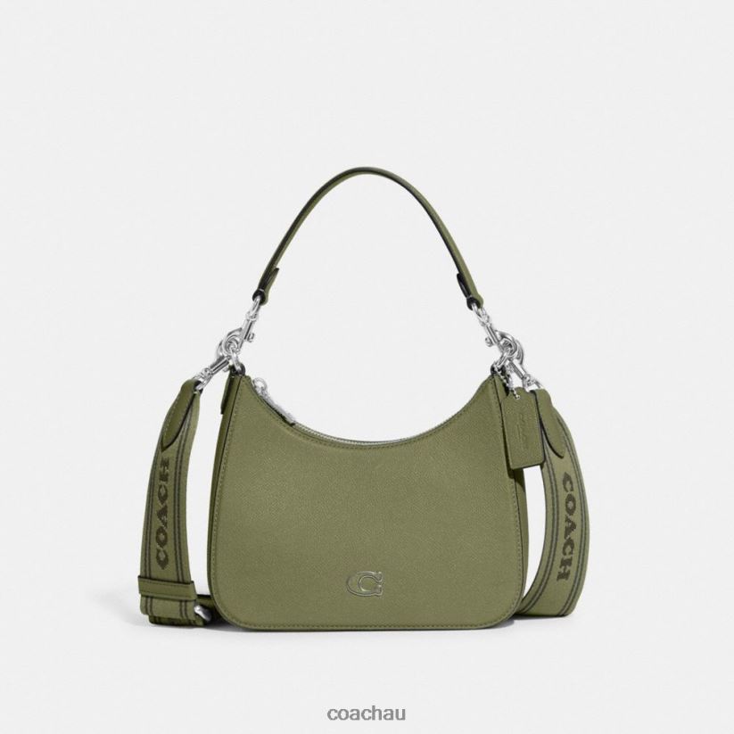 Coach Men HOBO CROSSBODY WITH SIGNATURE CANVAS MOSS Z8JFB8646