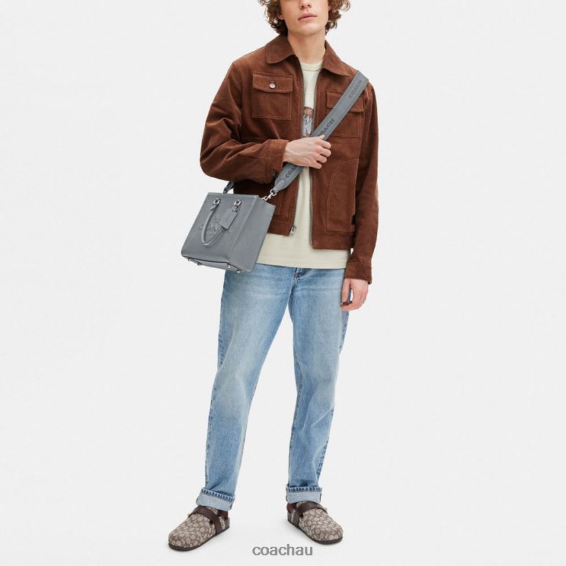 Coach Men TOTE WITH SIGNATURE CANVAS Grey Blue Z8JFB8634