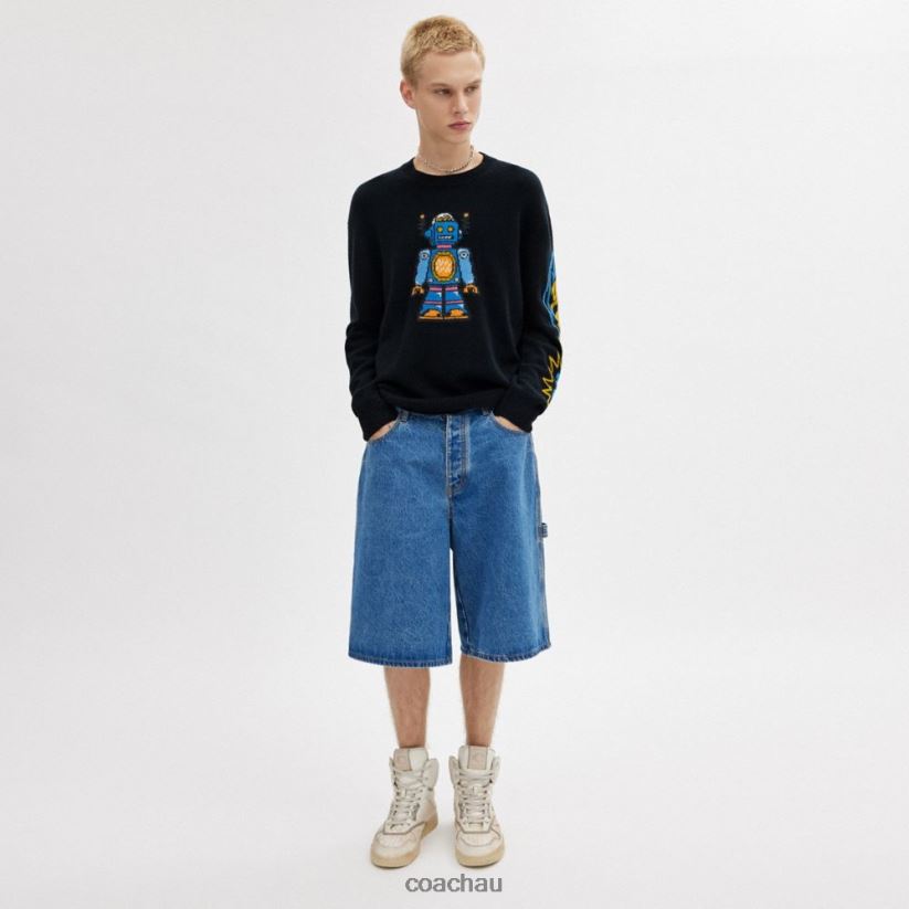 Coach Men COSMIC COACH SWEATER Black Multi. Z8JFB8771