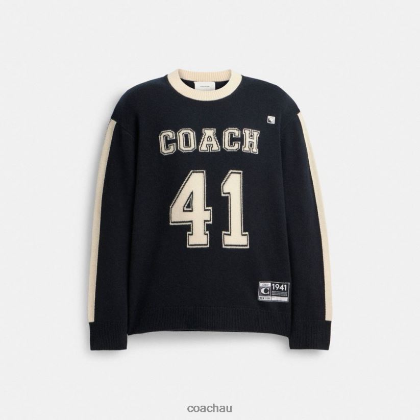 Coach Men VARSITY CASHMERE SWEATER Black Multi. Z8JFB8781