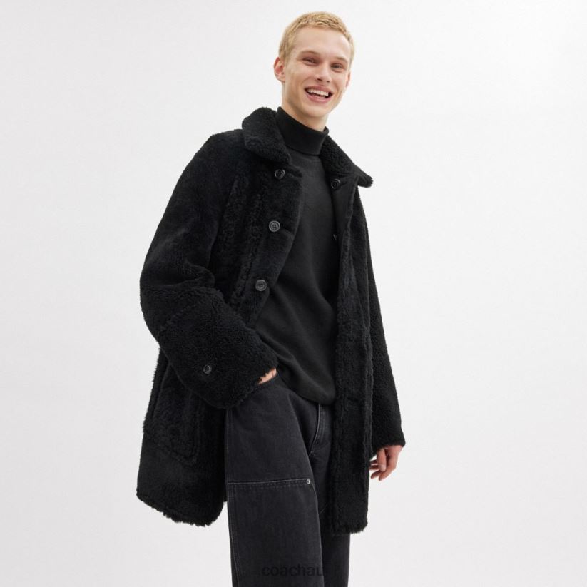 Coach Men REVERSIBLE SHEARLING COAT Black Z8JFB8758