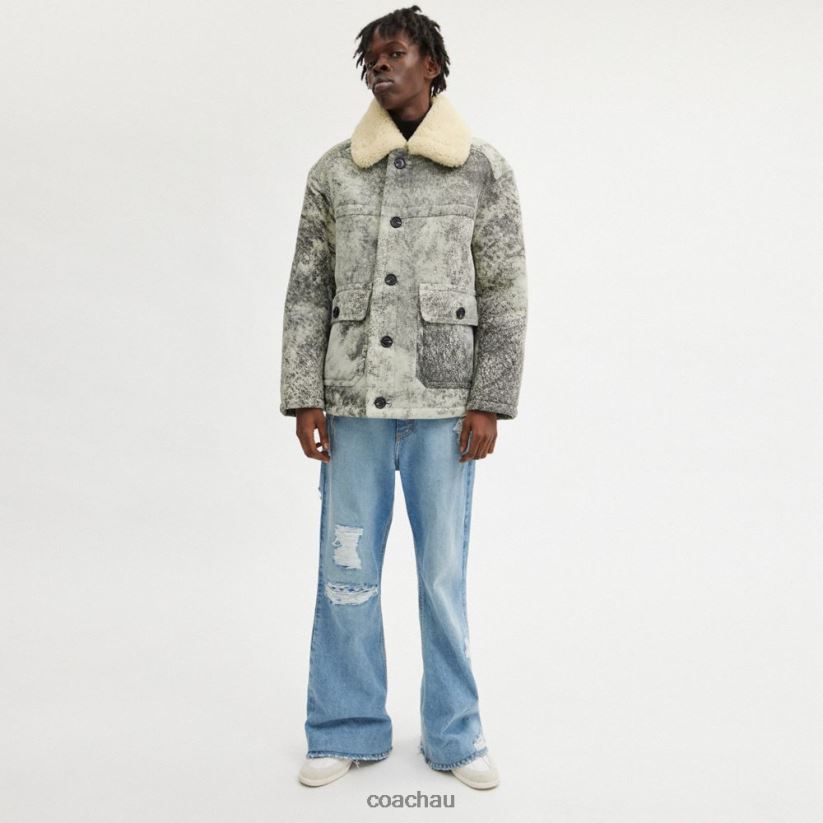 Coach Men SHEARLING COAT BLACK/GREY Z8JFB8760