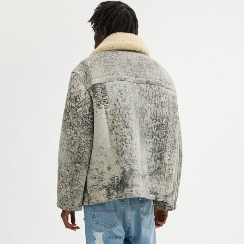 Coach Men SHEARLING COAT BLACK/GREY Z8JFB8760