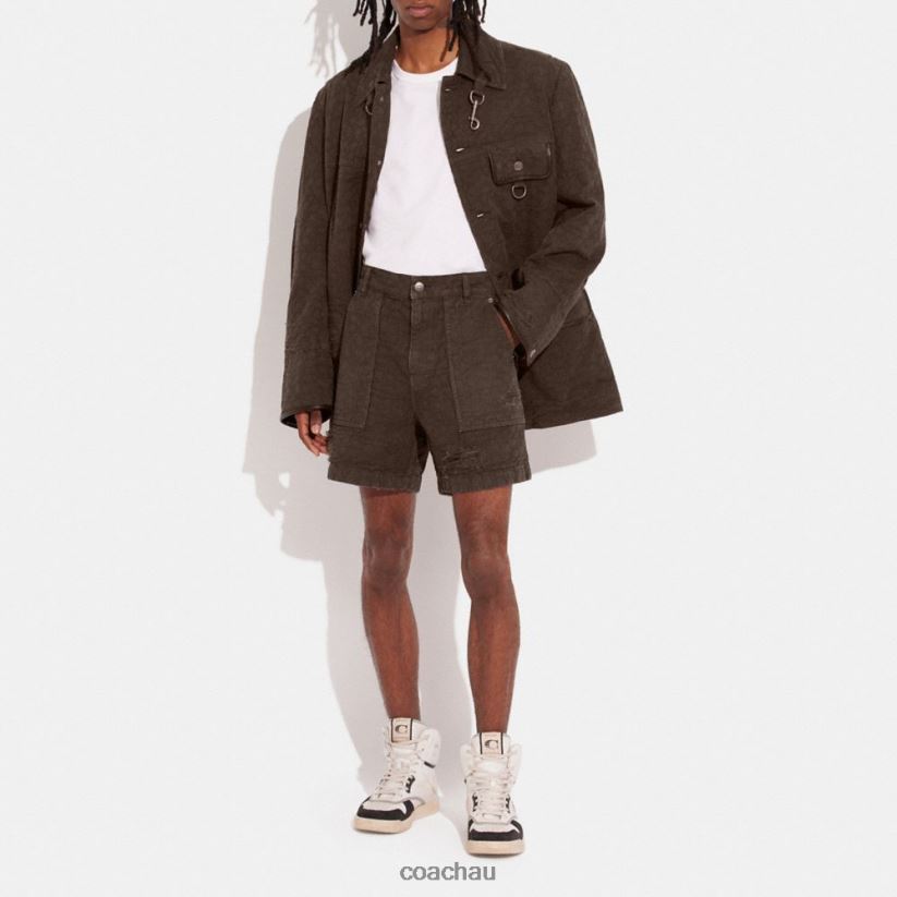 Coach Men DISTRESSED DENIM SHORTS Brown Z8JFB8789