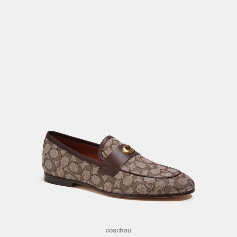 Coach Men SCULPTED SIGNATURE LOAFER IN SIGNATURE JACQUARD OAK Z8JFB8732