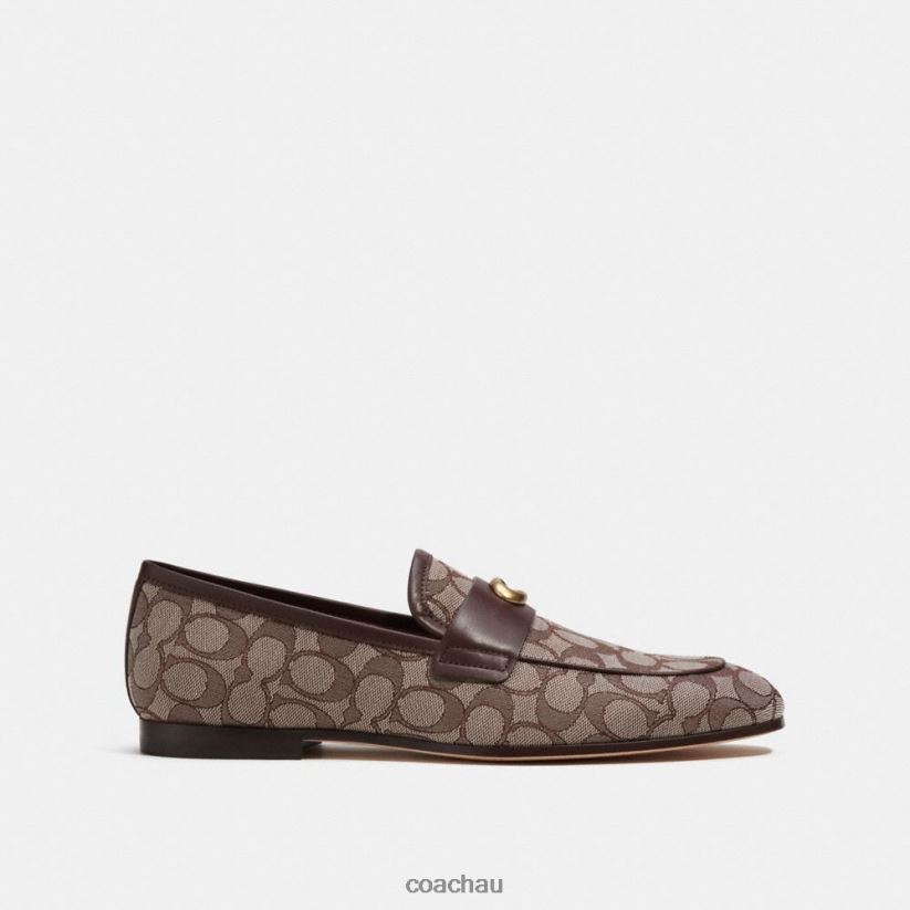 Coach Men SCULPTED SIGNATURE LOAFER IN SIGNATURE JACQUARD OAK Z8JFB8732