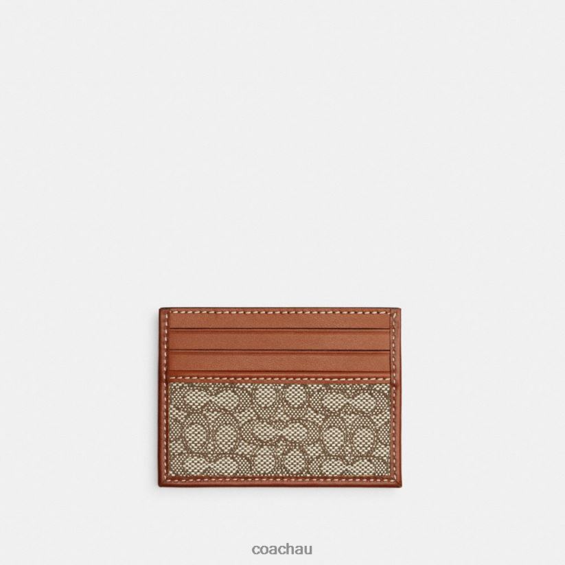 Coach Men CARD CASE IN MICRO SIGNATURE JACQUARD Cocoa/Burnished Amber Z8JFB8725