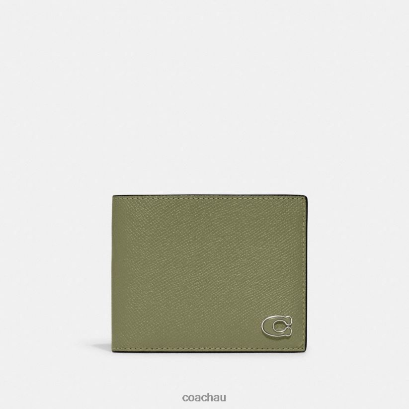 Coach Men 3-IN-1 WALLET WITH SIGNATURE CANVAS INTERIOR MOSS Z8JFB8701
