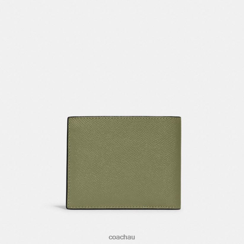 Coach Men 3-IN-1 WALLET WITH SIGNATURE CANVAS INTERIOR MOSS Z8JFB8701