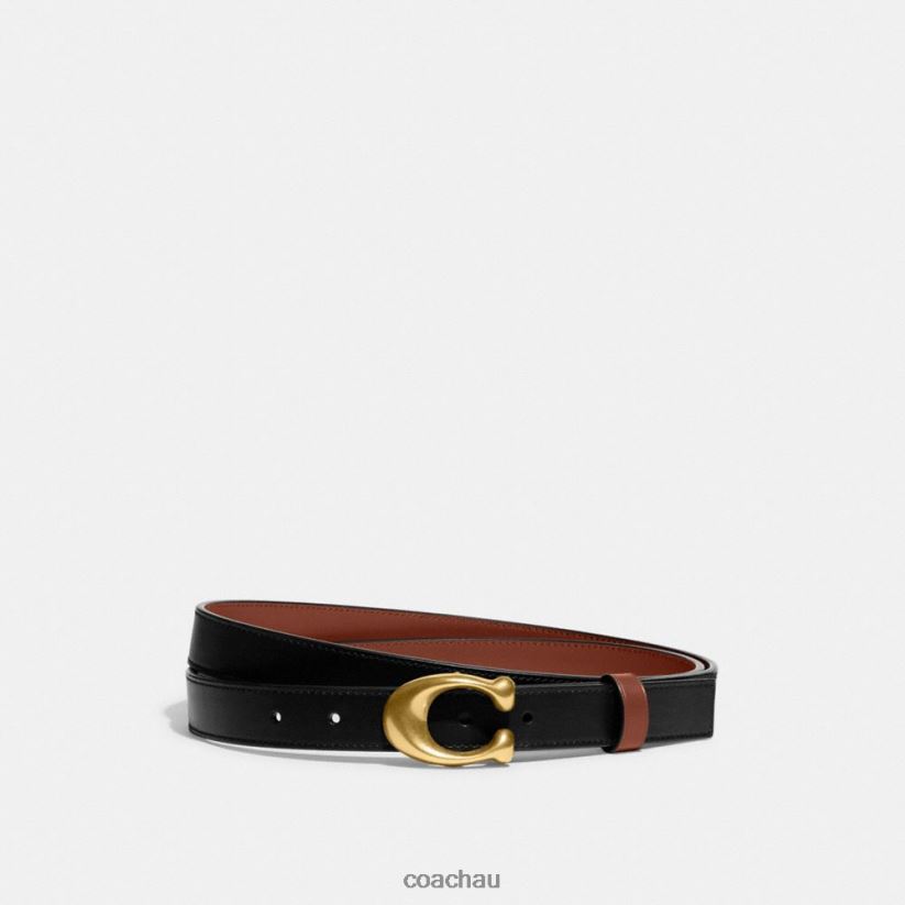 Coach Women SCULPTED C BUCKLE CUT-TO-SIZE REVERSIBLE BELT, 25MM B4/Black 1941 Saddle Z8JFB8613