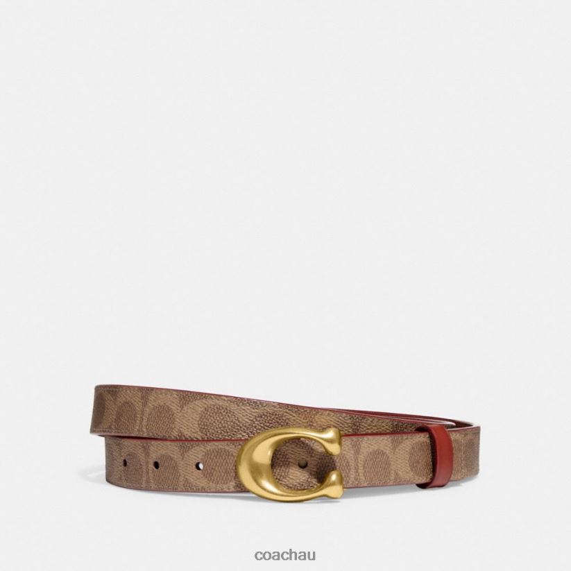 Coach Women SCULPTED C BUCKLE CUT-TO-SIZE REVERSIBLE BELT, 25MM B4/Tan Rust Z8JFB8616
