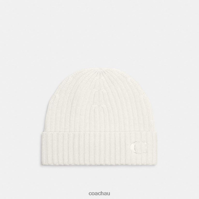 Coach Women CASHMERE BEANIE Chalk Z8JFB8566