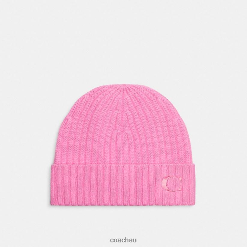 Coach Women CASHMERE BEANIE Patent Pink Z8JFB8568