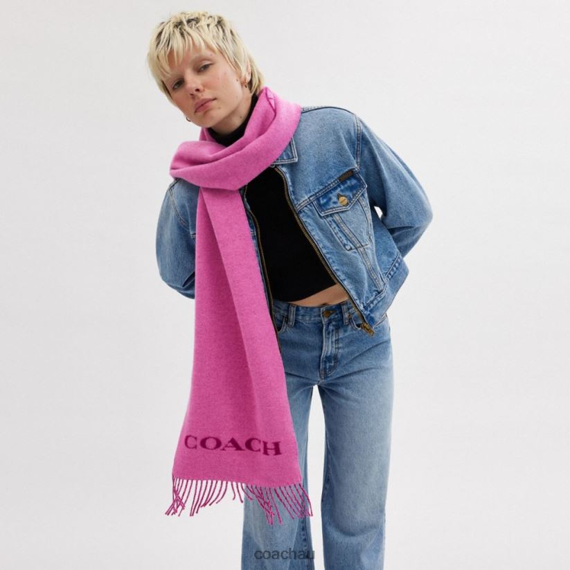 Coach Women HORSE AND CARRIAGE CASHMERE MUFFLER DEEP PLUM Z8JFB8575