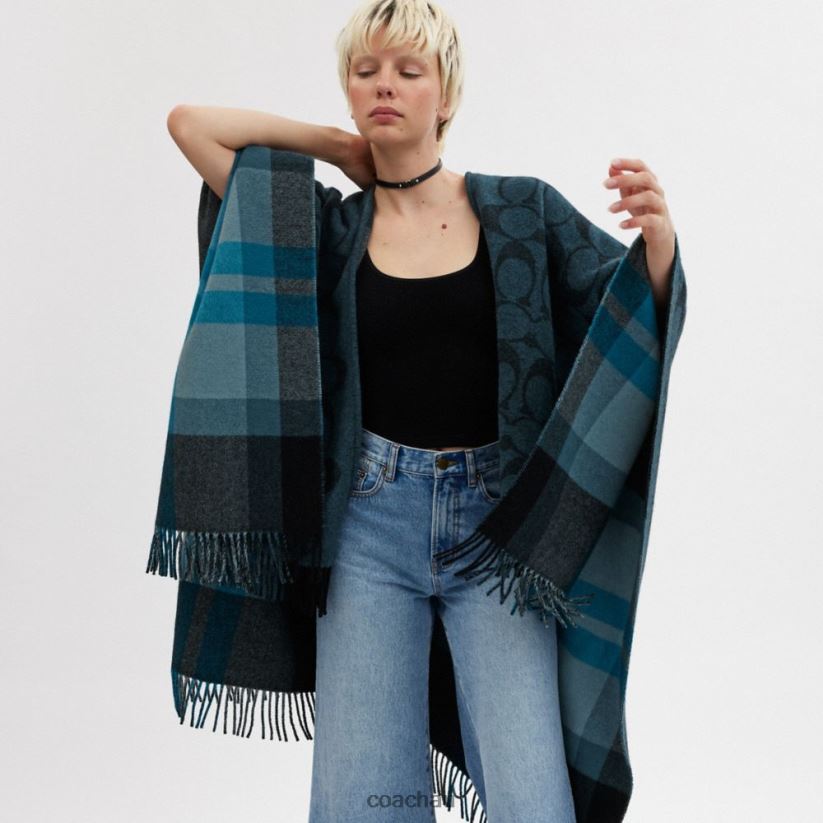 Coach Women REVERSIBLE SIGNATURE CAPE NAVY Z8JFB8573