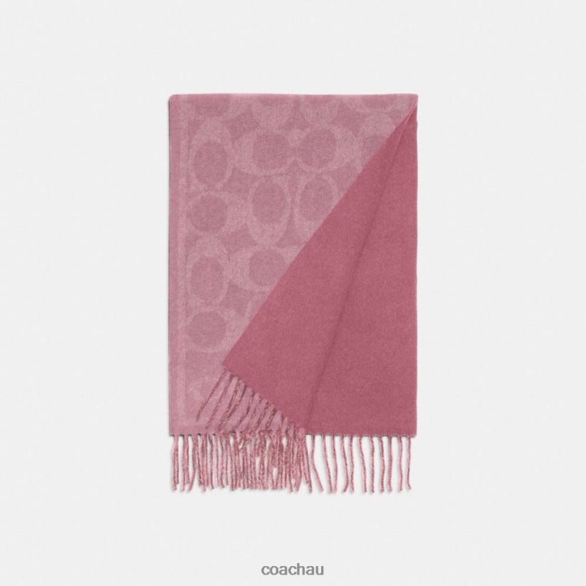 Coach Women REVERSIBLE SIGNATURE CASHMERE MUFFLER True Pink Z8JFB8552