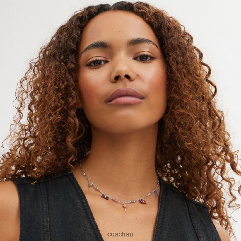 Coach Women MINI CANDY CHARM NECKLACE Silver/Multi Z8JFB8534