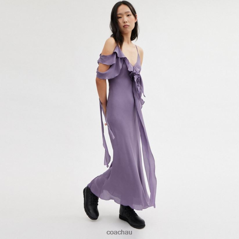 Coach Women SPAGHETTI STRAP BIAS DRESS Purple Z8JFB8519