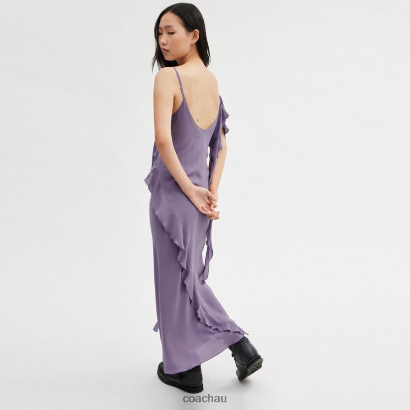 Coach Women SPAGHETTI STRAP BIAS DRESS Purple Z8JFB8519