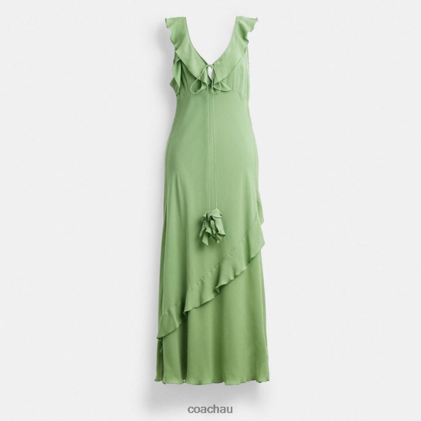 Coach Women V NECK BIAS DRESS Green Z8JFB8518