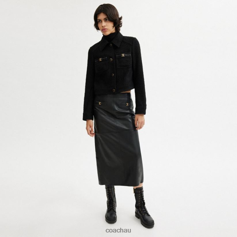 Coach Women BOUCLE SHRUNKEN JACKET Black Z8JFB8448