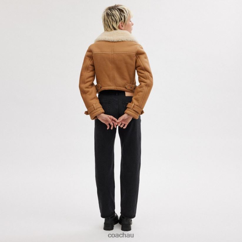 Coach Women CROPPED SHEARLING AVIATOR Brown Multi Z8JFB8456