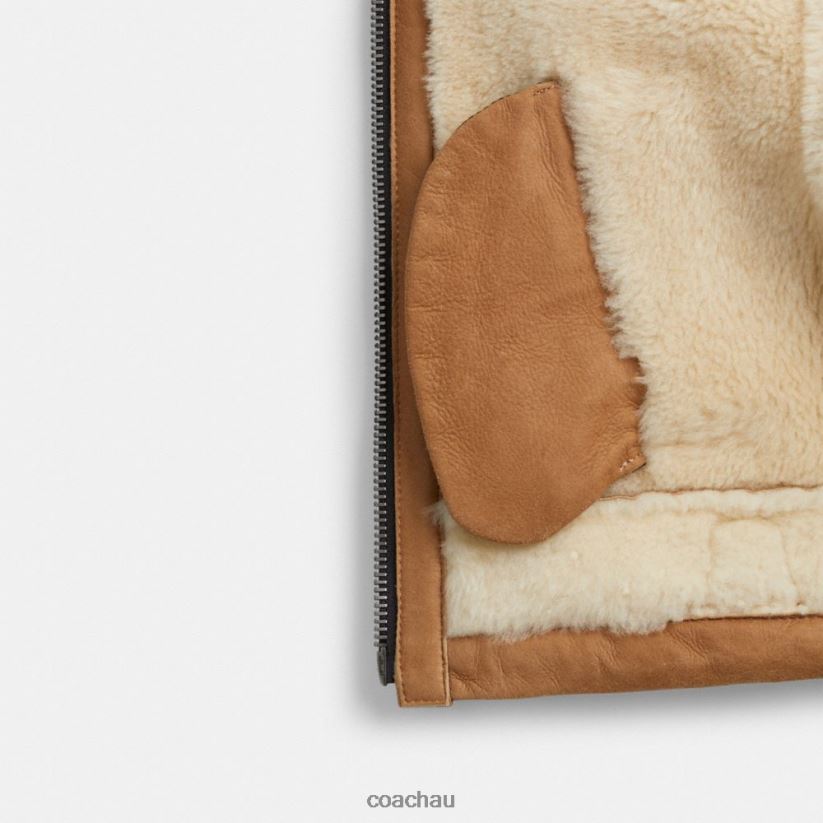 Coach Women CROPPED SHEARLING AVIATOR Brown Multi Z8JFB8456