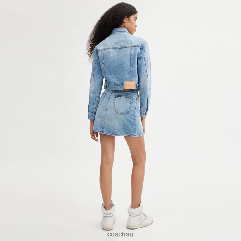 Coach Women DENIM CROPPED JACKET LIGHT BLUE Z8JFB8445