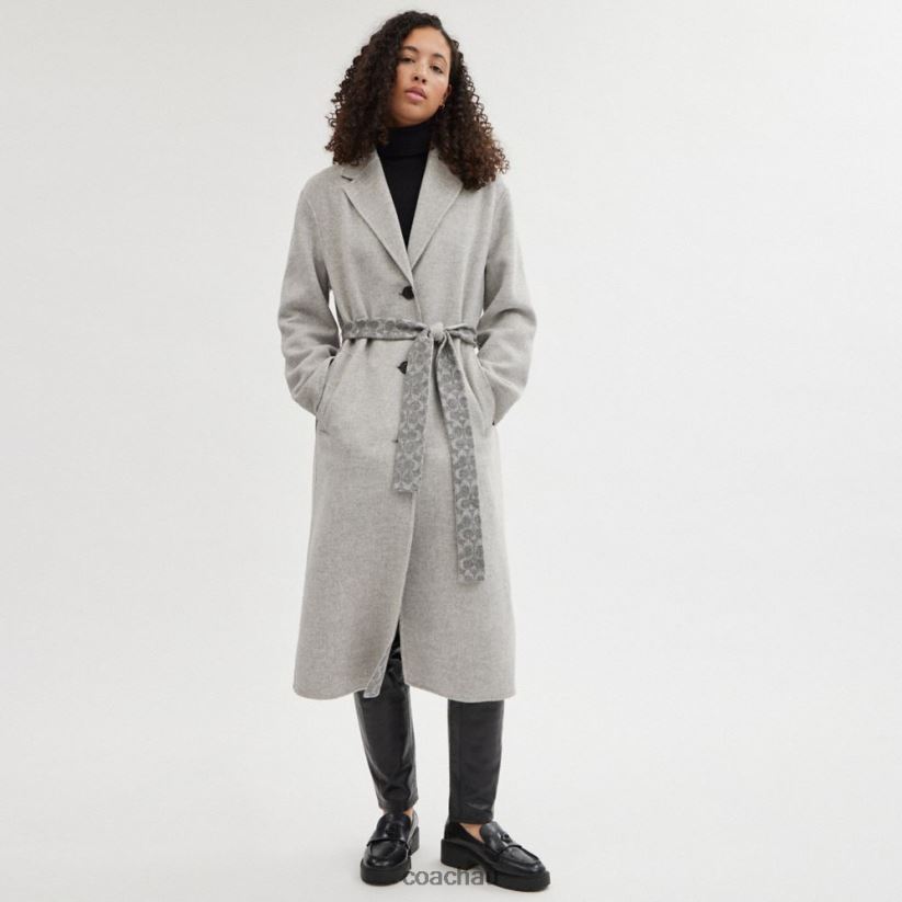 Coach Women DOUBLE FACED COAT LIGHT GREY Z8JFB8438