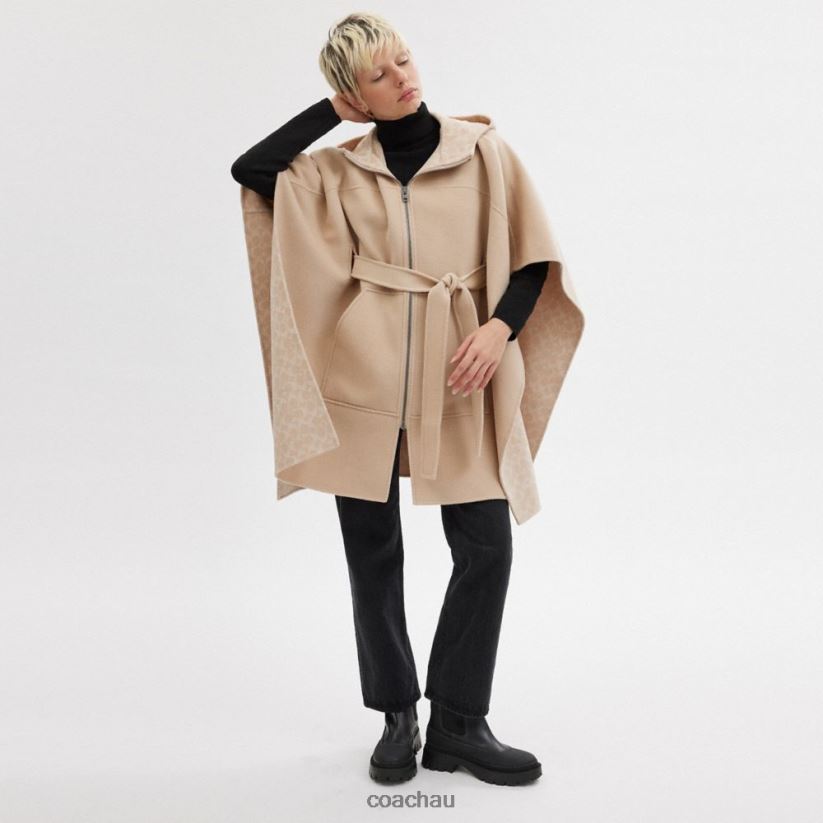 Coach Women DOUBLE FACE CAPE OATMEAL Z8JFB8450