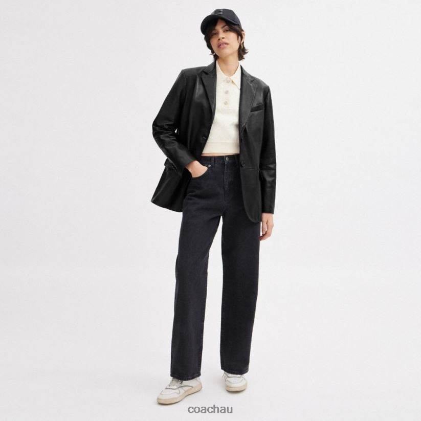 Coach Women LEATHER BLAZER Black Z8JFB8460