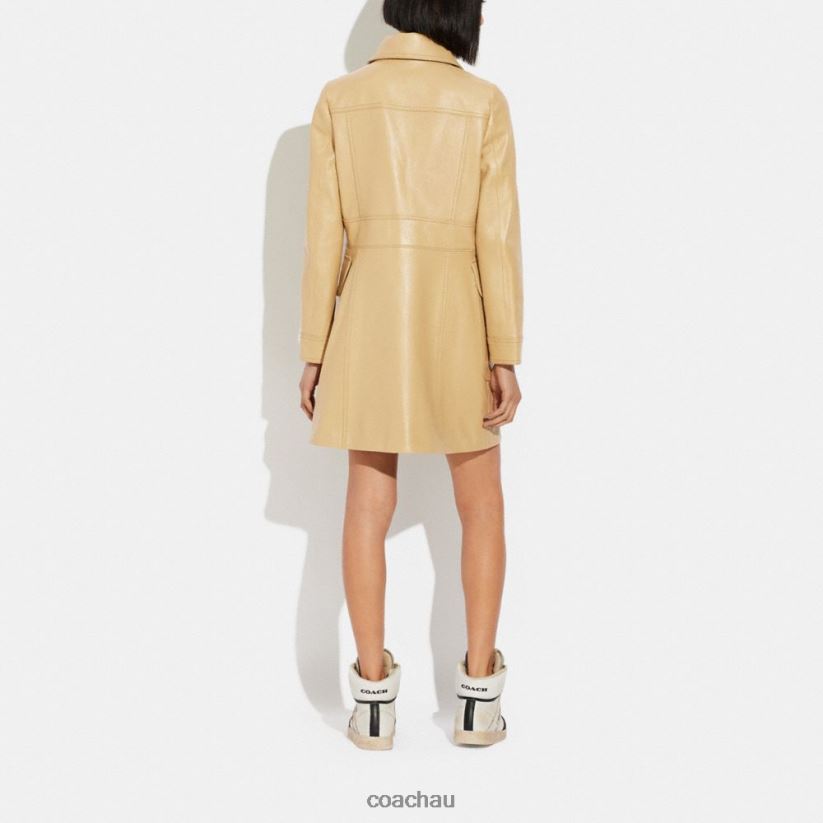 Coach Women LEATHER TRENCH COAT TAN Z8JFB8466