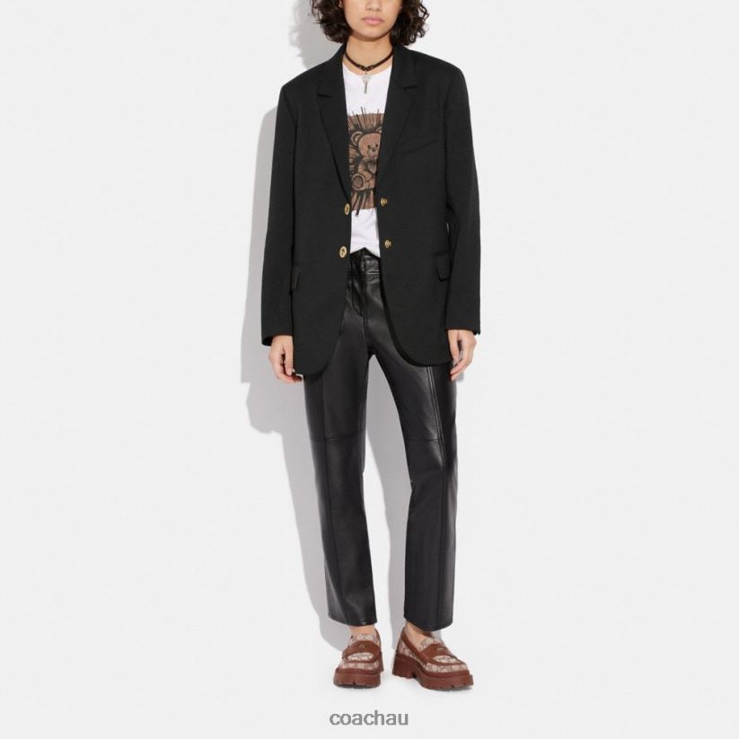 Coach Women RELAXED BLAZER WITH SIGNATURE LINING Black Z8JFB8469