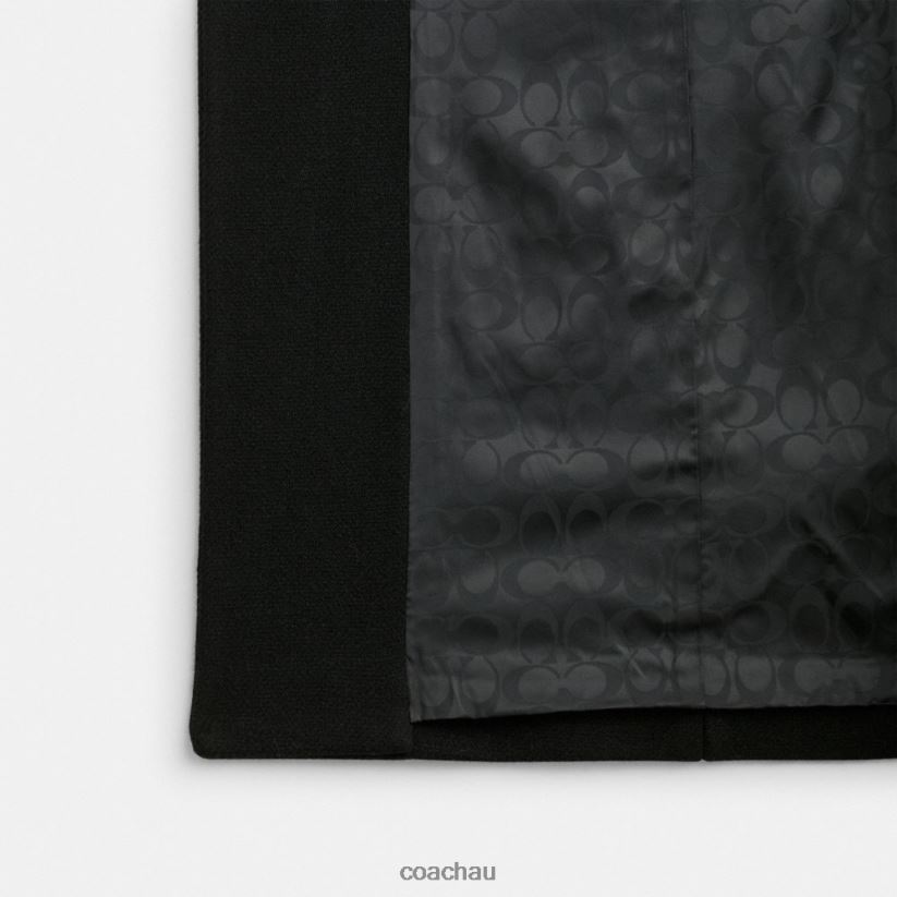 Coach Women WOOL COAT WITH SHEARLING COLLAR Black Z8JFB8449