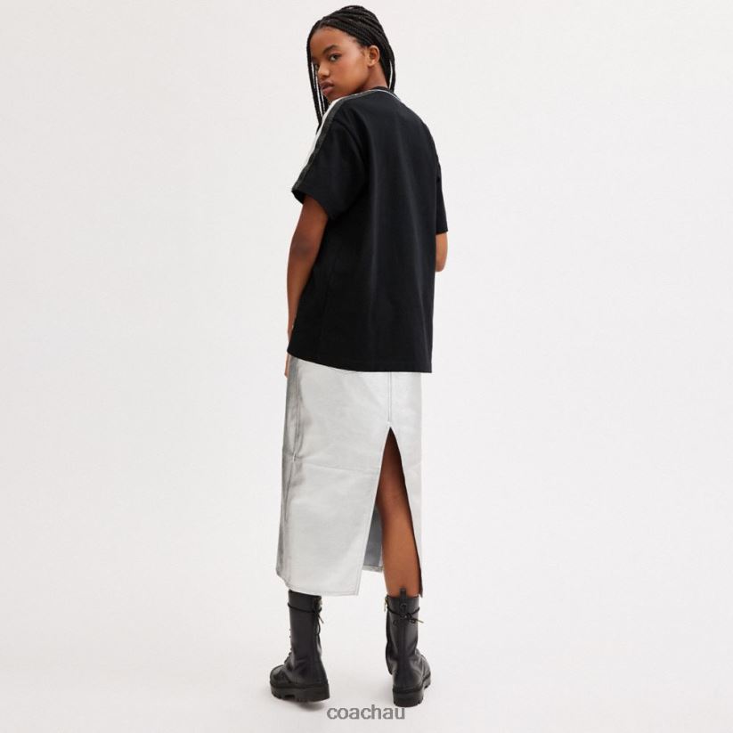 Coach Women EMBELLISHED VARSITY T-SHIRT Black Z8JFB8485