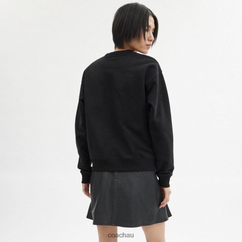 Coach Women HEART CREWNECK SWEATER Black Z8JFB8471