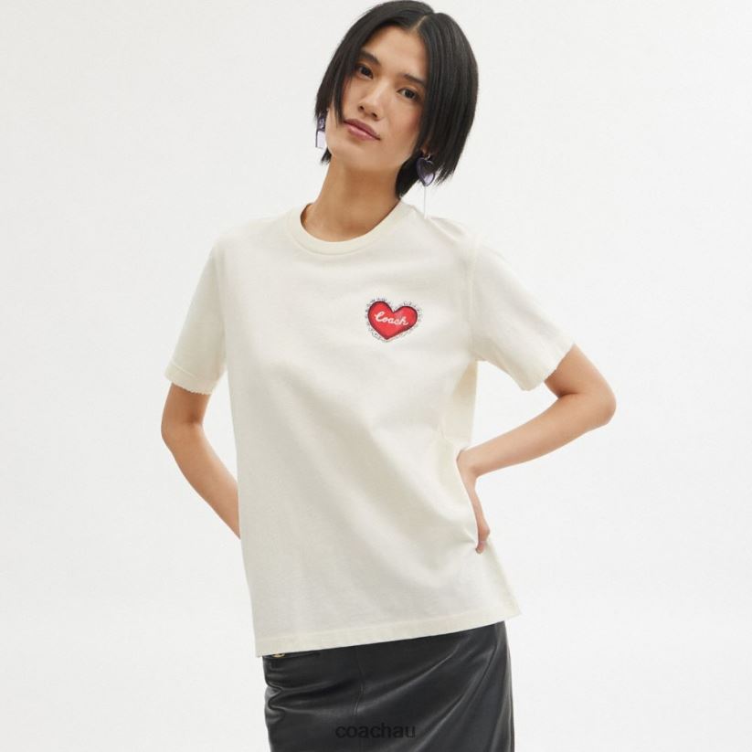 Coach Women HEART T-SHIRT White. Z8JFB8470