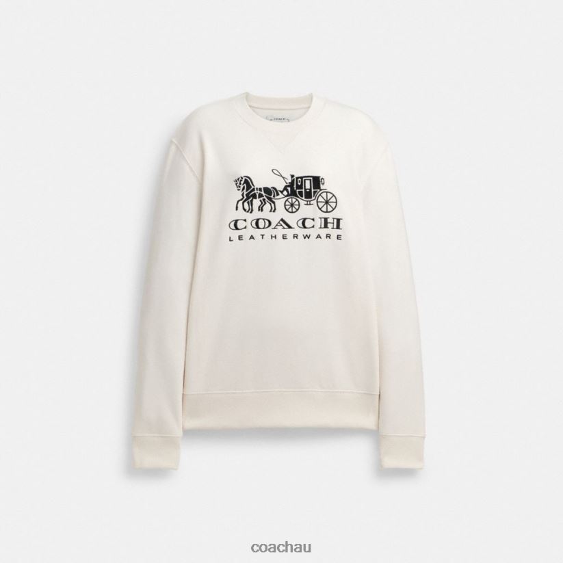 Coach Women HORSE AND CARRIAGE CREWNECK SWEATSHIRT Chalk Z8JFB8495