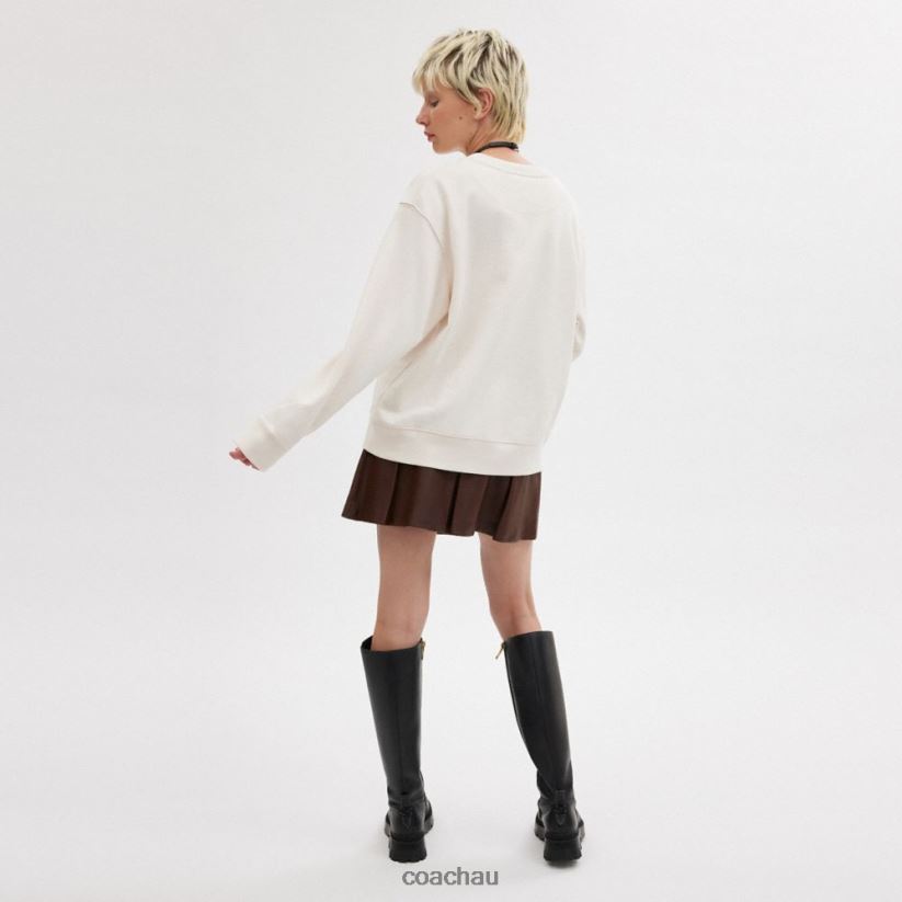 Coach Women HORSE AND CARRIAGE CREWNECK SWEATSHIRT Chalk Z8JFB8495