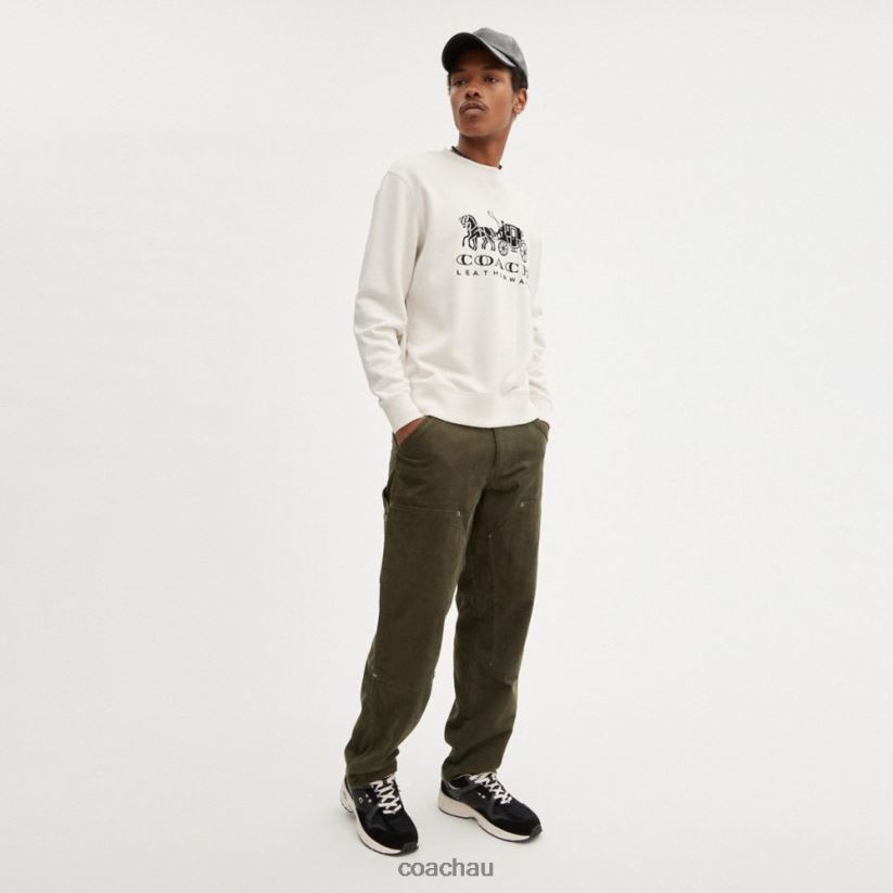 Coach Women HORSE AND CARRIAGE CREWNECK SWEATSHIRT Chalk Z8JFB8495