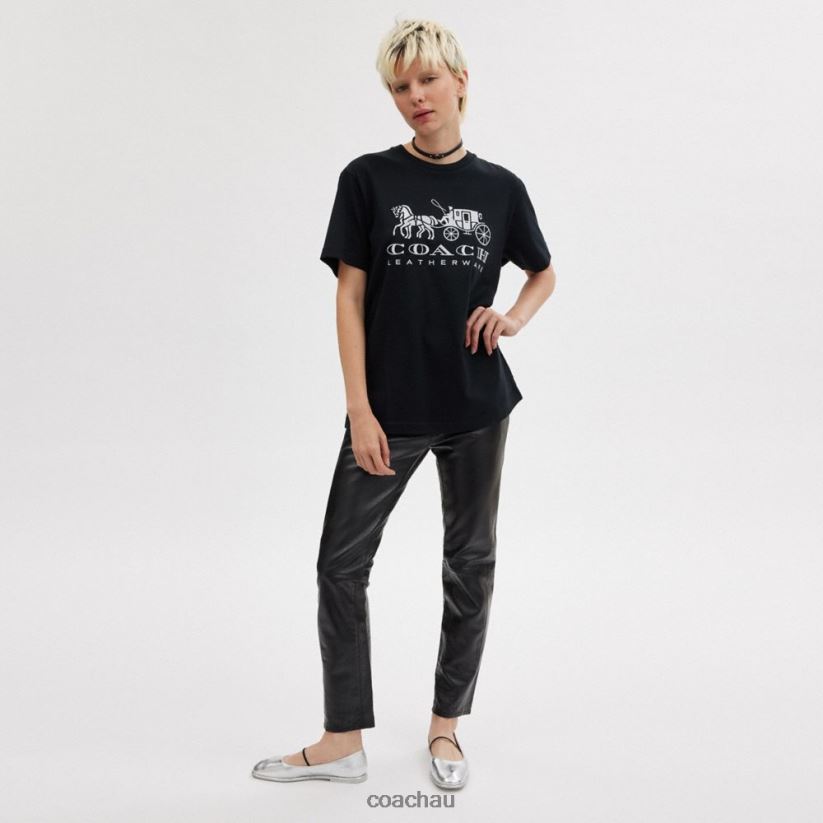 Coach Women HORSE AND CARRIAGE T-SHIRT Black Z8JFB8492