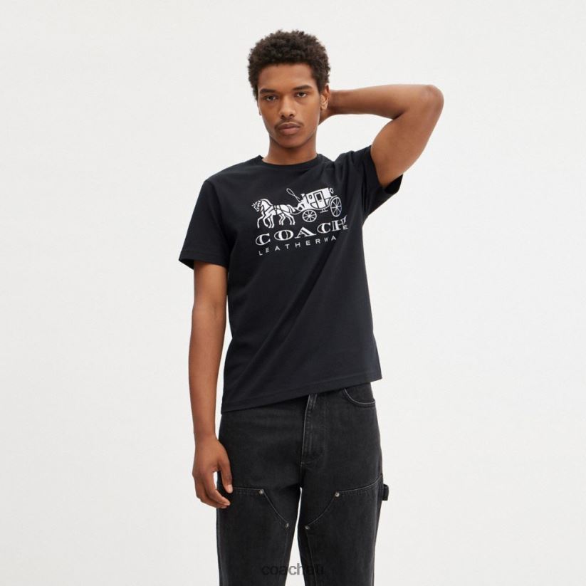 Coach Women HORSE AND CARRIAGE T-SHIRT Black Z8JFB8492