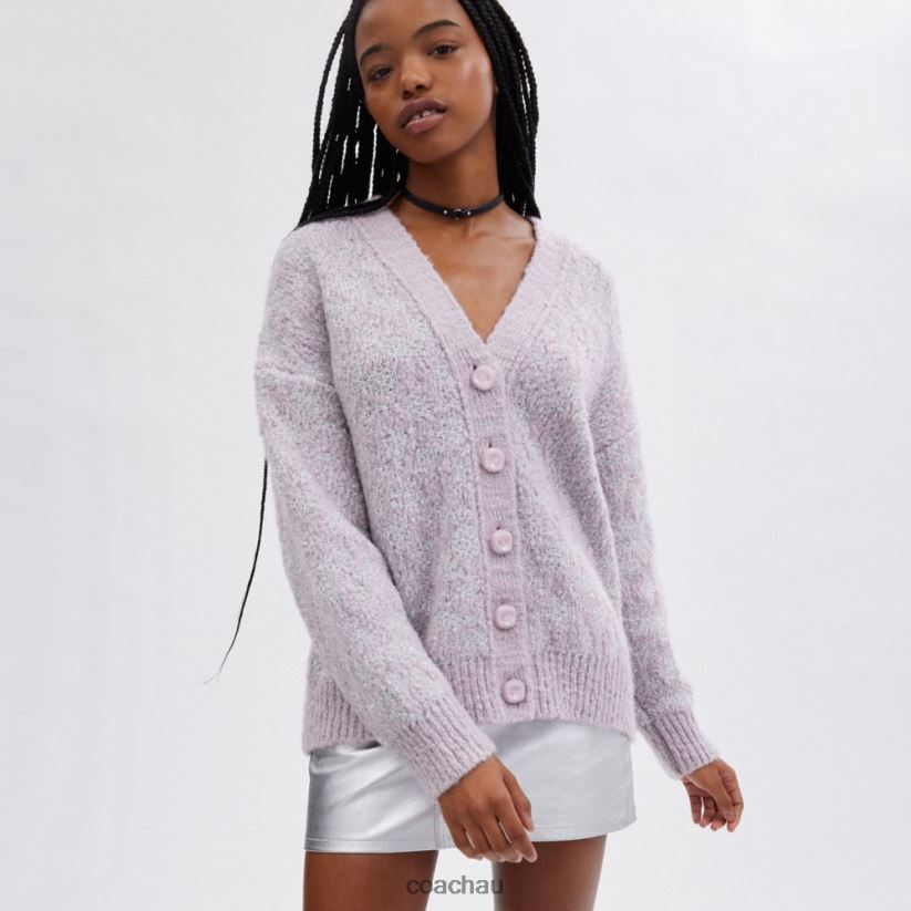 Coach Women METALLIC SIGNATURE CARDIGAN LAVENDER Z8JFB8479