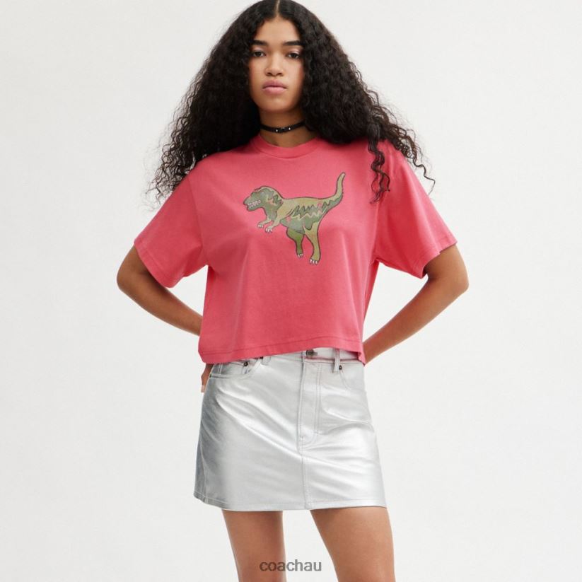 Coach Women REXY CROPPED T-SHIRT Pink. Z8JFB8482