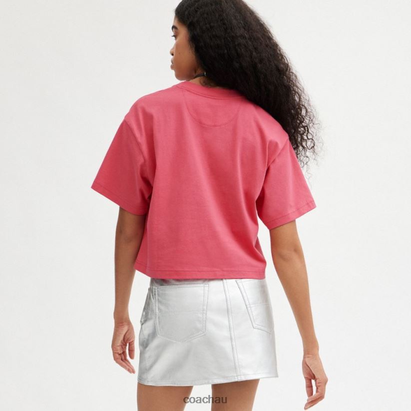 Coach Women REXY CROPPED T-SHIRT Pink. Z8JFB8482