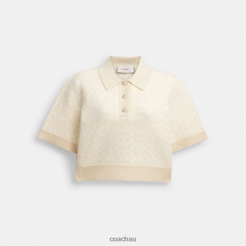 Coach Women SPORTY CROPPED POLO Cream Multi Z8JFB8497