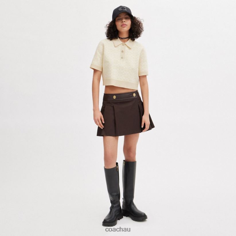 Coach Women SPORTY CROPPED POLO Cream Multi Z8JFB8497